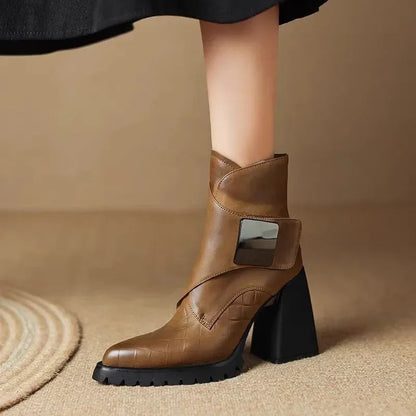 Women's Ankle Boots Square Toe Block Heel