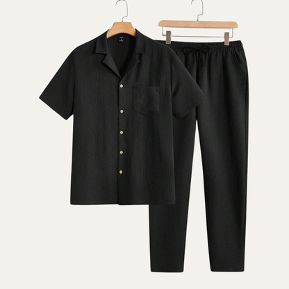 Men's Short Sleeve Shirt And Trousers Relaxed Beach Set