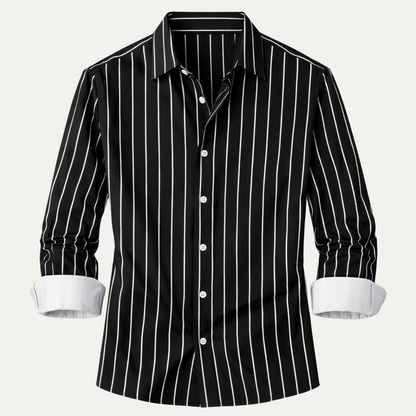 Men's Striped Dress Shirt Button Down Cotton - Fashinoza