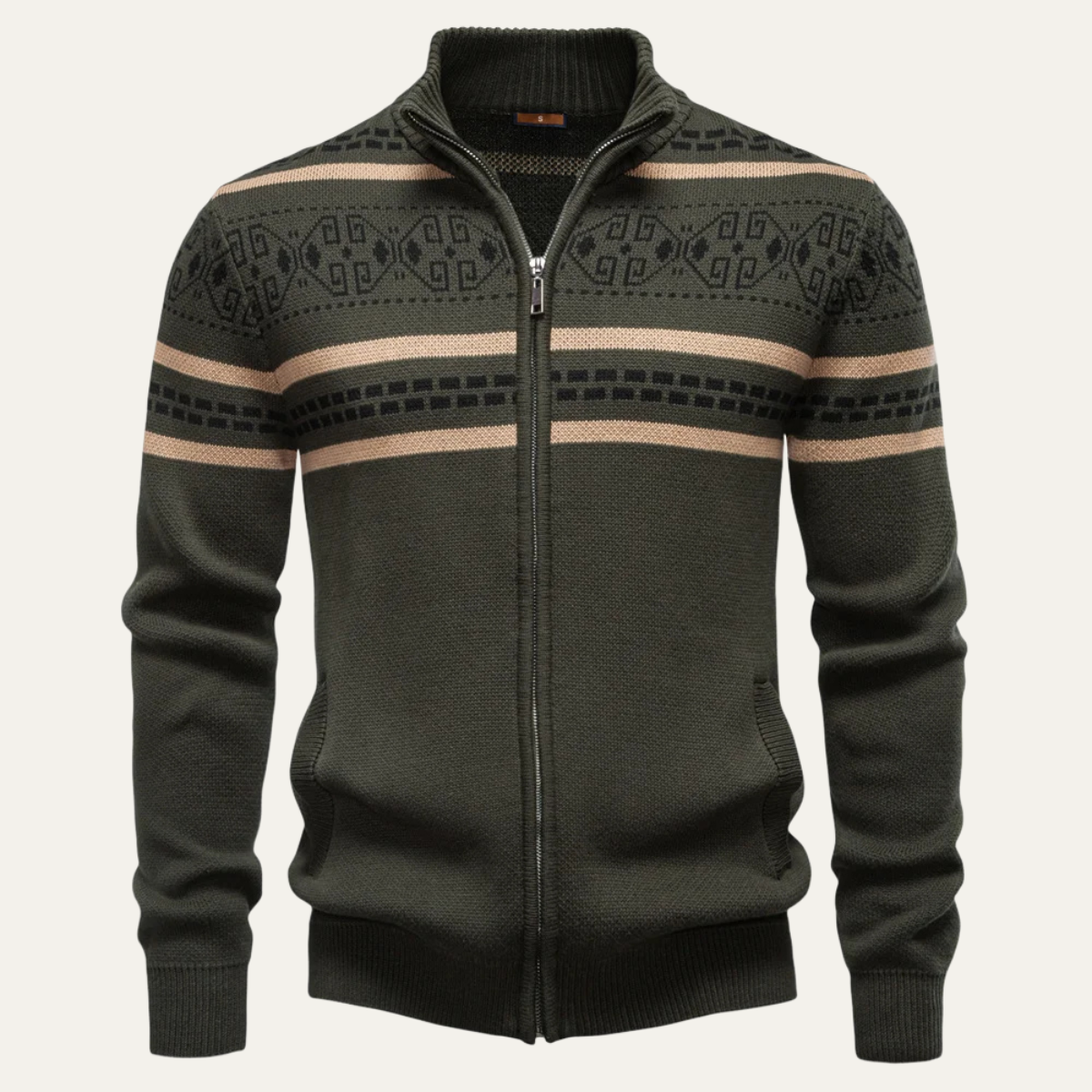 Men's Cotton Cardigan Patterned Zip Up Knit