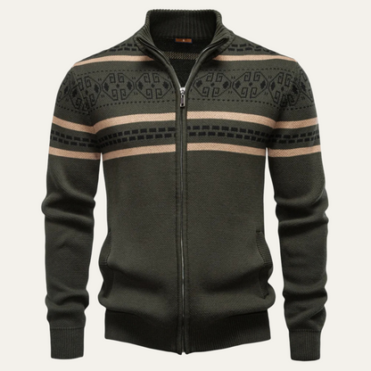 Men's Cotton Cardigan Patterned Zip Up Knit