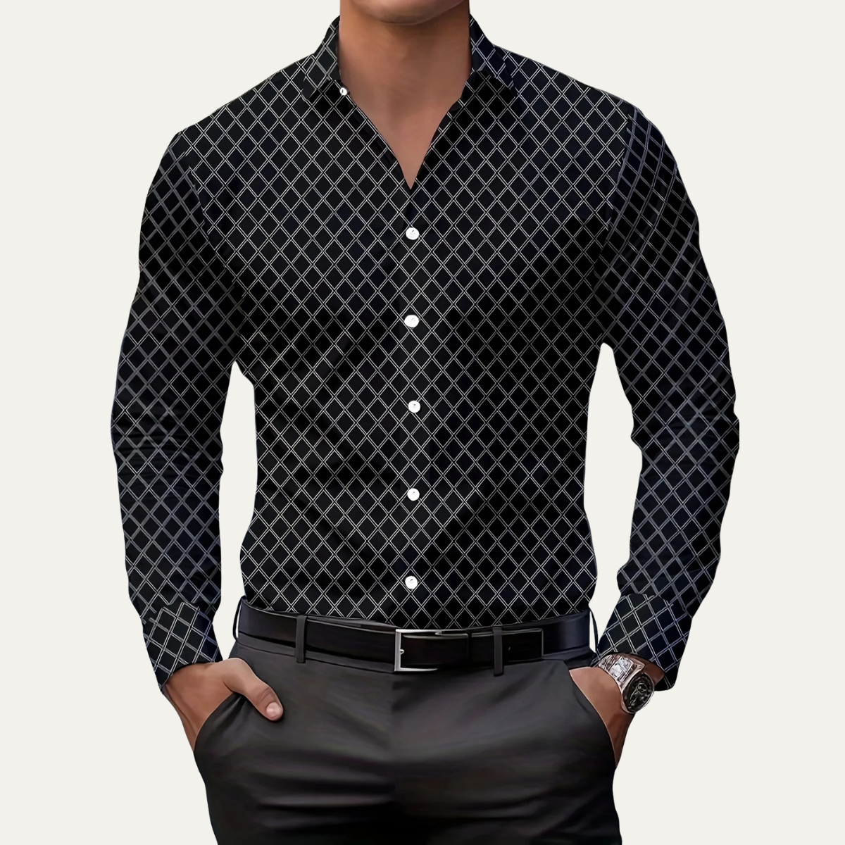 Merano Men's Geometric Print Button Down Shirt