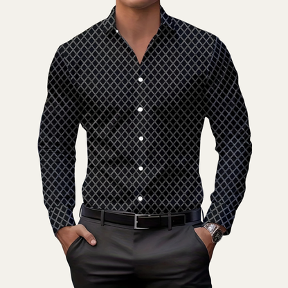 Merano Men's Geometric Print Button Down Shirt
