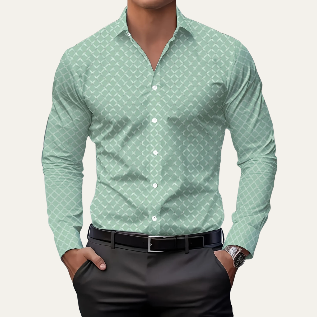 Merano Men's Geometric Print Button Down Shirt