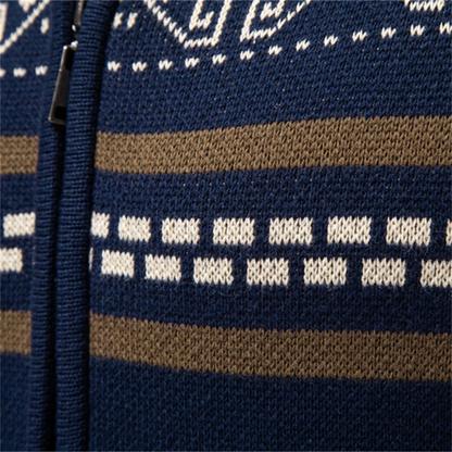 Men's Cotton Cardigan Patterned Zip Up Knit