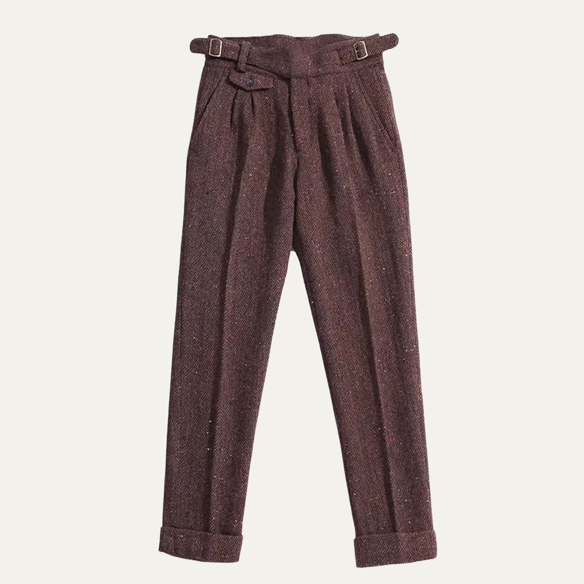 Men's Wool Tweed Straight Leg Pants - Fashinoza