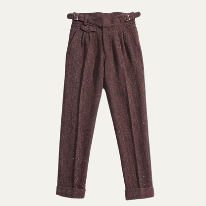 Men's Wool Tweed Straight Leg Pants - Fashinoza