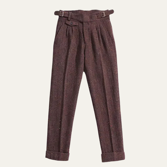 Men's Wool Tweed Straight Leg Pants - Fashinoza