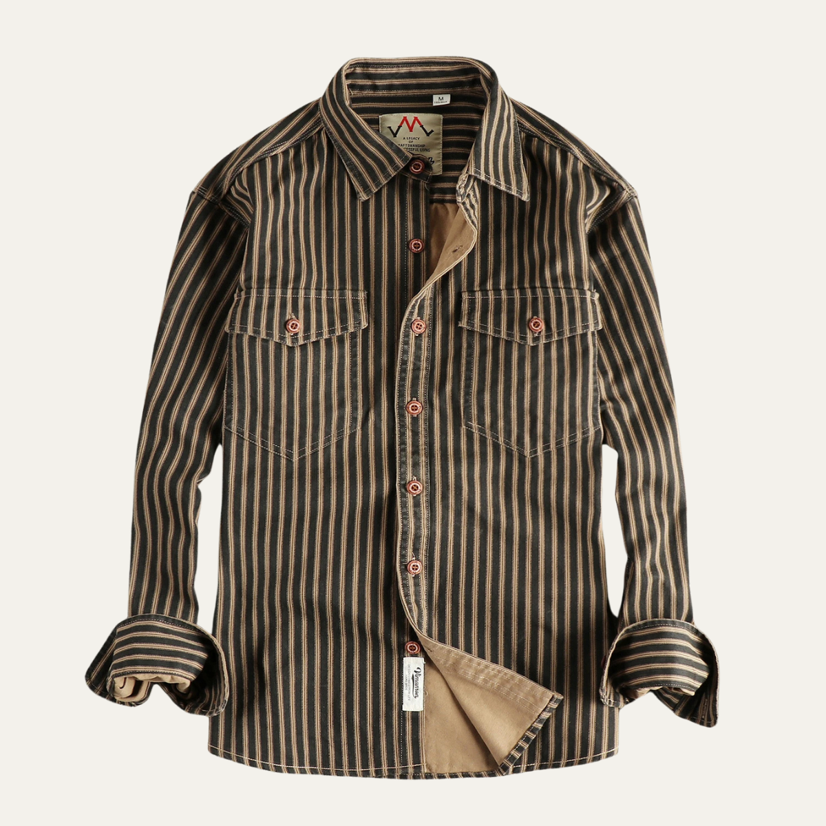 Mens Cotton Striped Button Up Shirt - Fashinoza