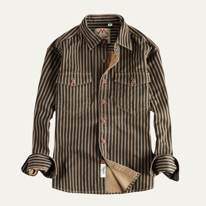 Mens Cotton Striped Button Up Shirt - Fashinoza