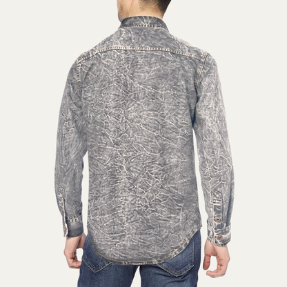 Men's Vintage Denim Casual Button Up Shirt