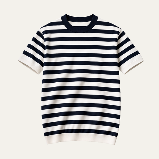 Men's Striped Cashmere Knit T-Shirt - Fashinoza
