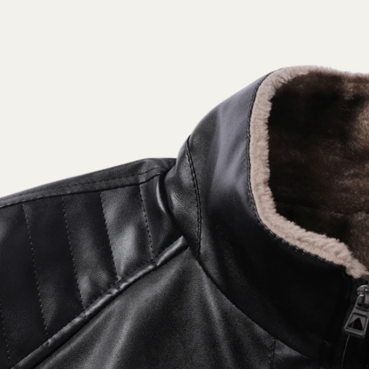 Men's Leather Biker Jacket Fleece Lined Retro Style