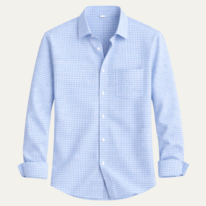 Men's Slim Fit Gingham Long Sleeve Shirt - Fashinoza