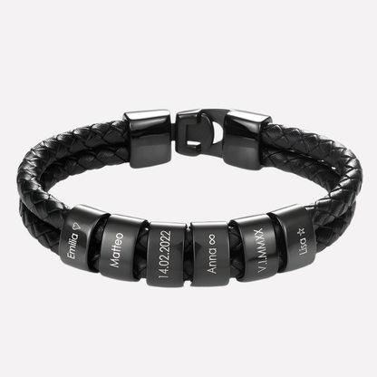 Men's Engraved Bead Black Bracelet - Fashinoza