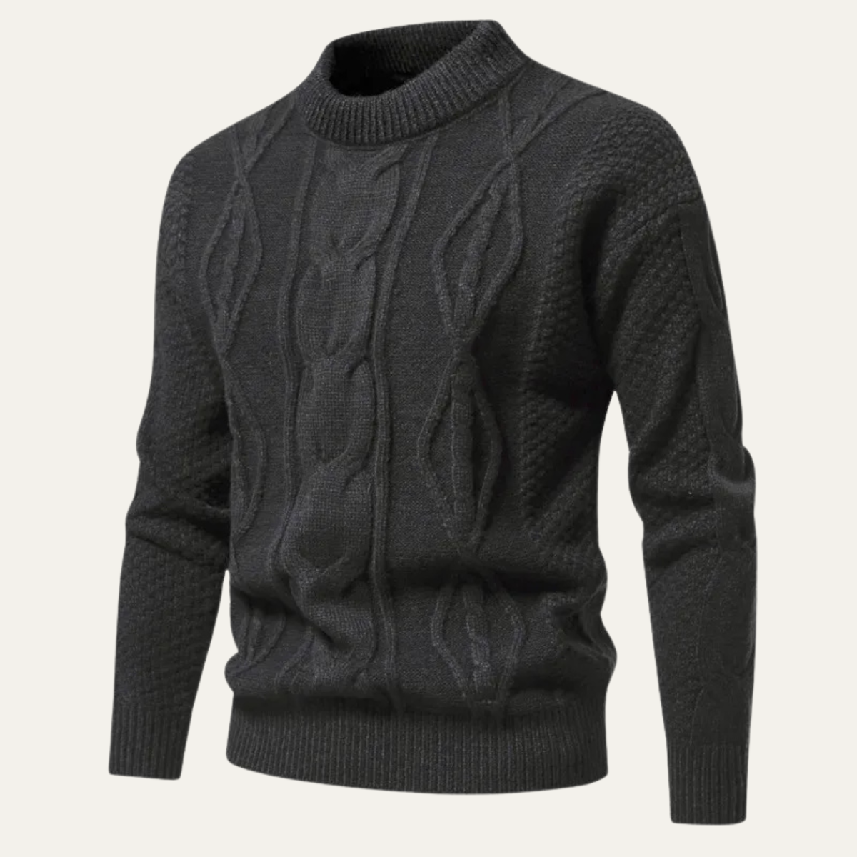 Men's Cable Knit Round Neck Sweater