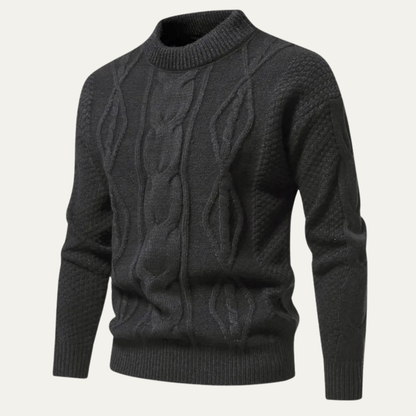 Men's Cable Knit Round Neck Sweater