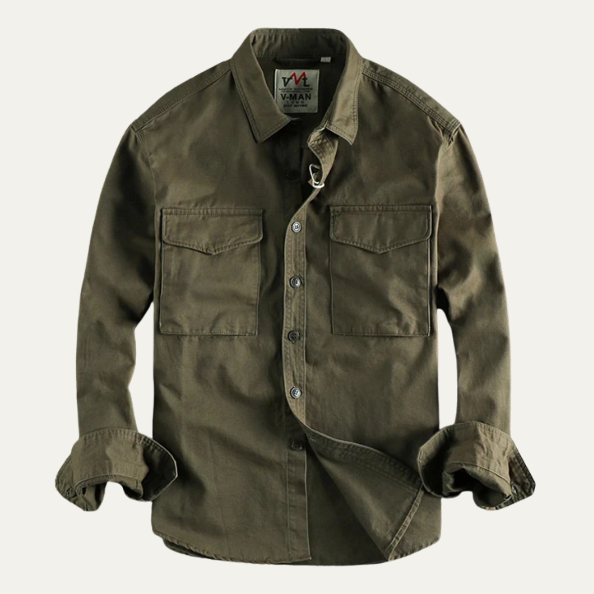 Men's Safari Work Shirt Cotton Button Up - Fashinoza