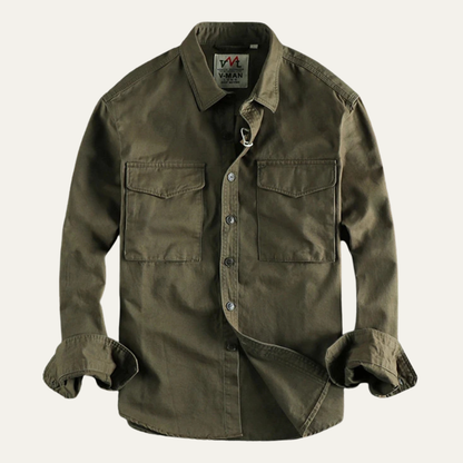 Men's Safari Work Shirt Cotton Button Up - Fashinoza