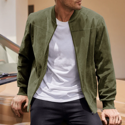 Men's Suede Bomber Jacket Vintage Style