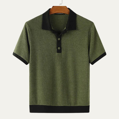 Monferrato Men's Knit Polo Shirt Patchwork Design