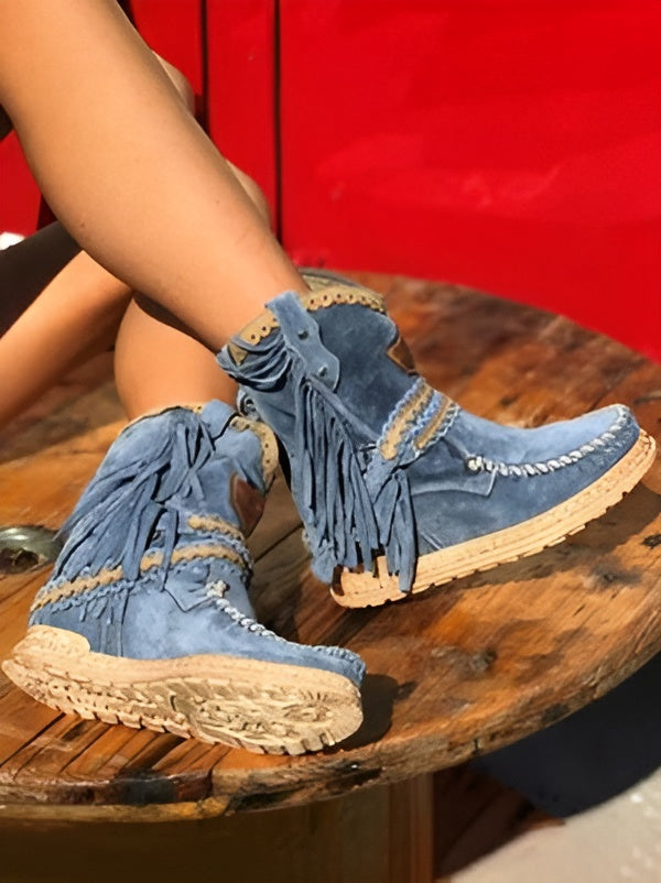 Fringe Moccasin-Style Boots
