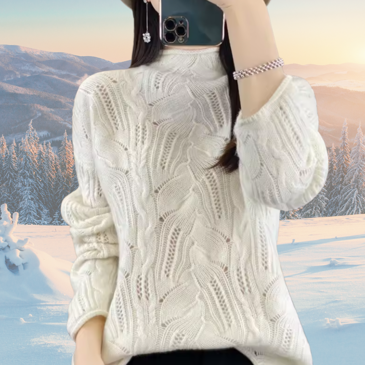 Women's Cable Knit Crew Neck Sweater