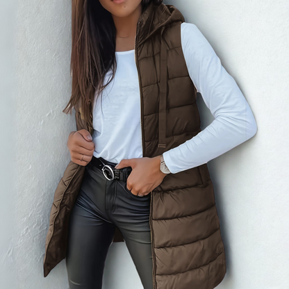 Women’s Long Hooded Puffer Vest