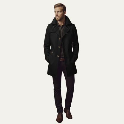 Stromboli Men's Slim Single Breasted Trench Coat