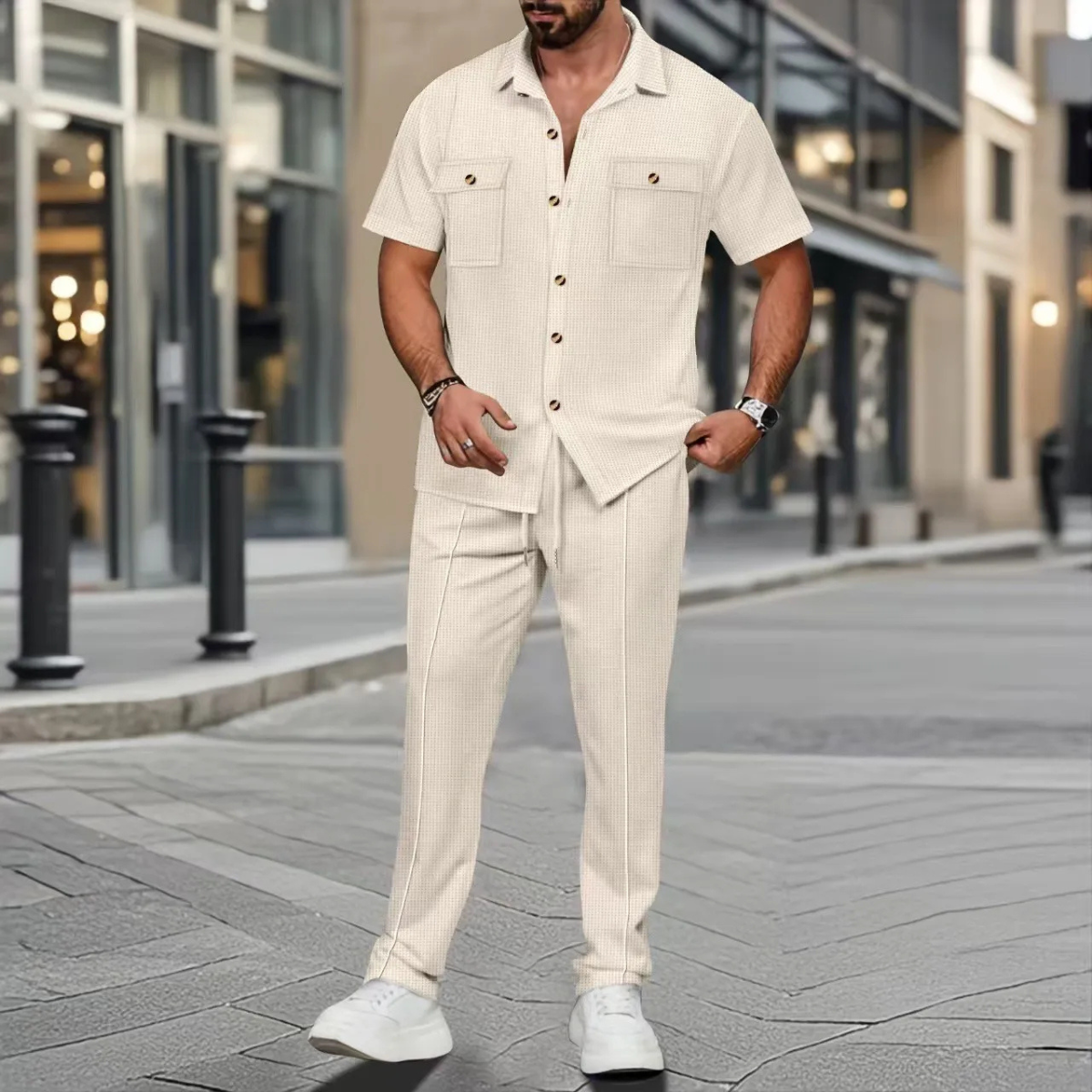 Edgemont Men's Casual Button Up Shirt And Pants Set