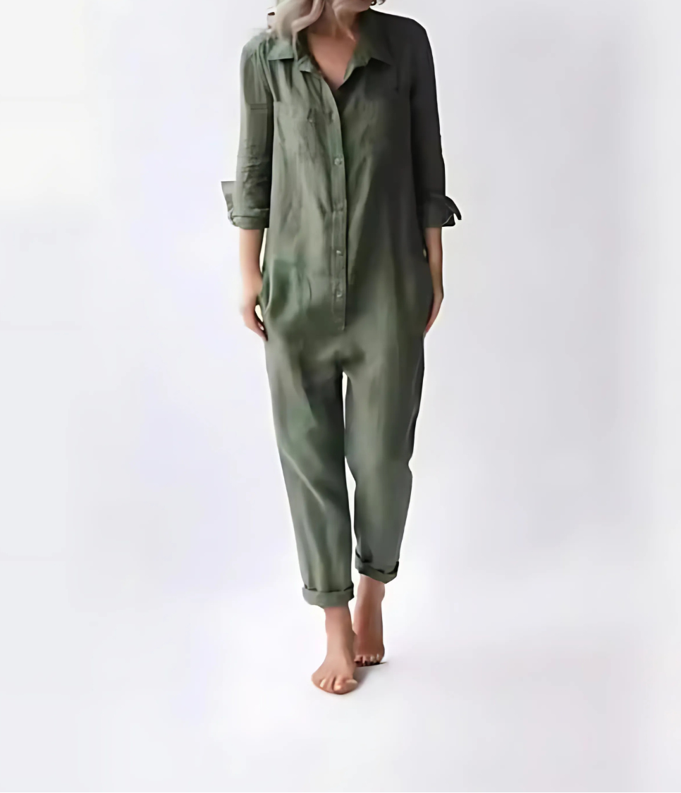 Women's Cotton Linen Jumpsuit - Fashinoza