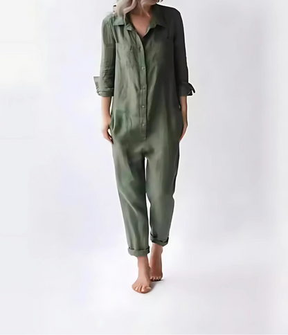 Women's Cotton Linen Jumpsuit - Fashinoza
