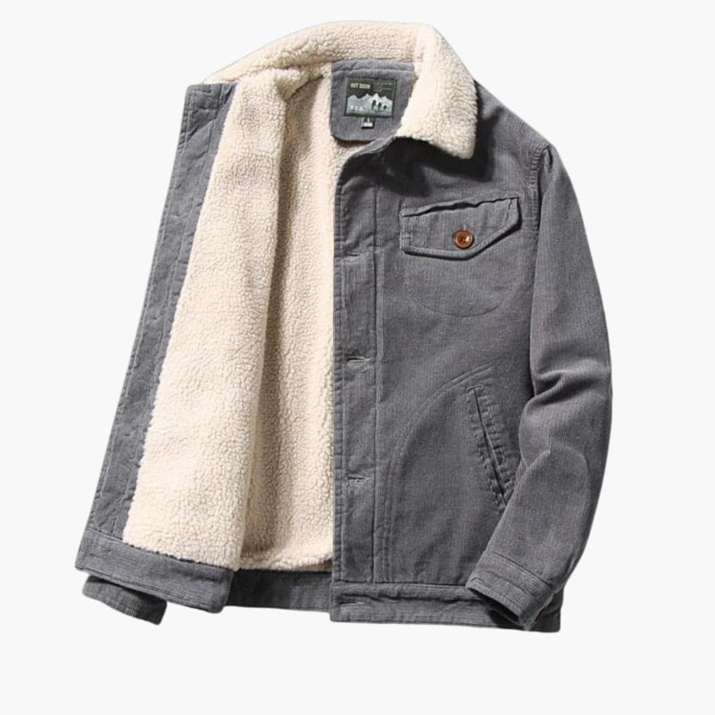 Men's Sherpa Lined Corduroy Jacket Button Front - Fashinoza