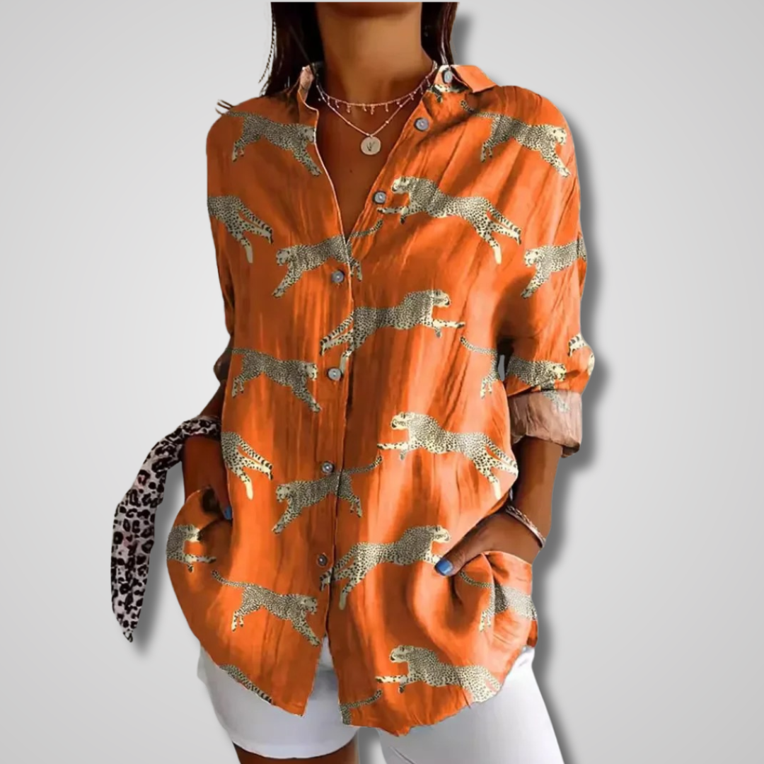 Women's Printed Button-Down Blouse