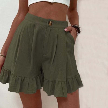 Women's High Waist Ruffle Shorts
