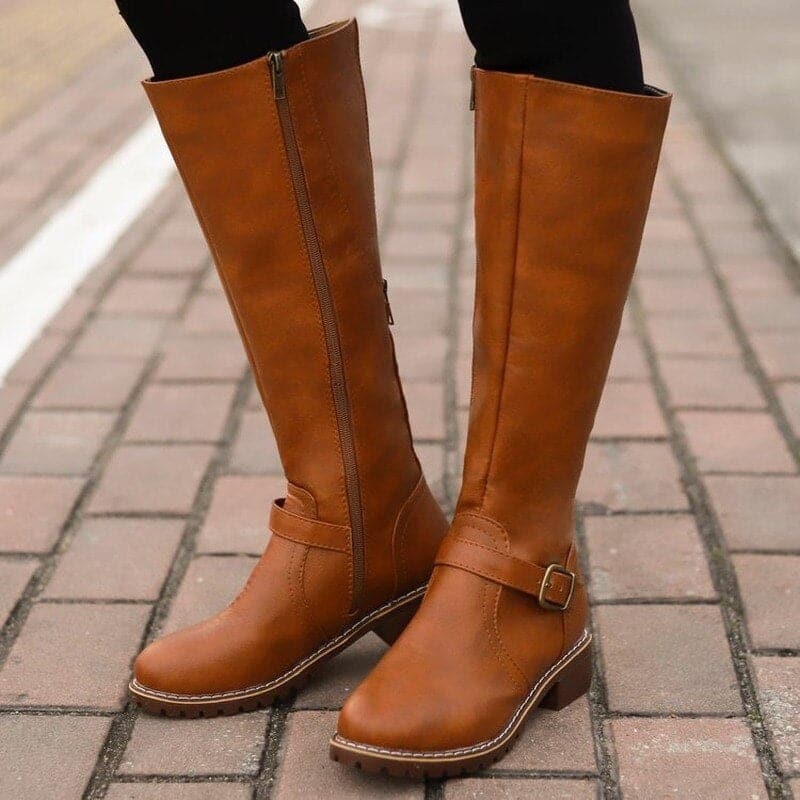 Claire | Classic Buckle Knee-High Boots for Women