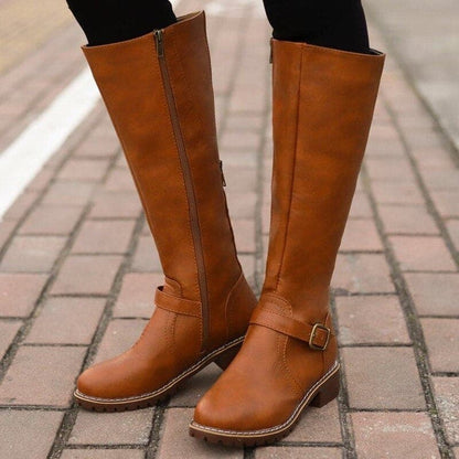 Claire | Classic Buckle Knee-High Boots for Women