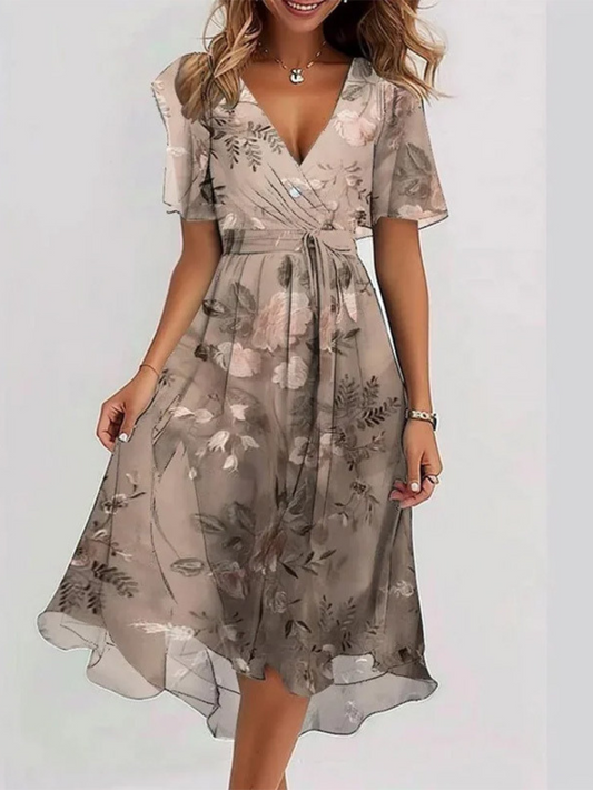 Jamie | Womens Floral Wrap Midi Dress Shorts