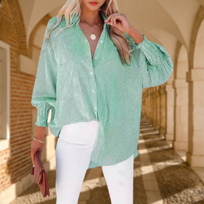 Women's Striped Long Sleeve Button Down Shirt