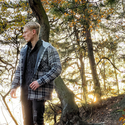 Men's Quilted Flannel Jacket With Hood