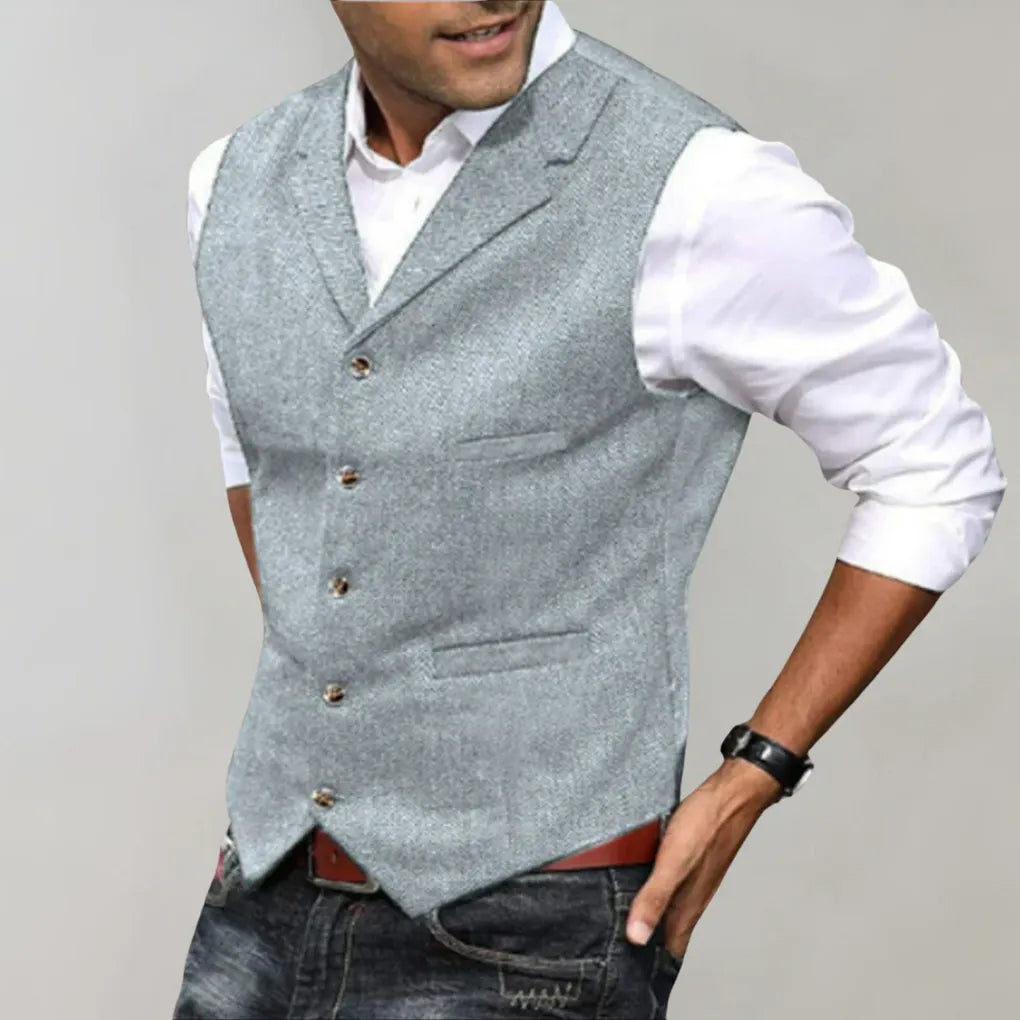 Men's Formal Vest Wool Elegant Black