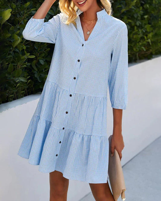 Women's Summer Check Dress - Fashinoza