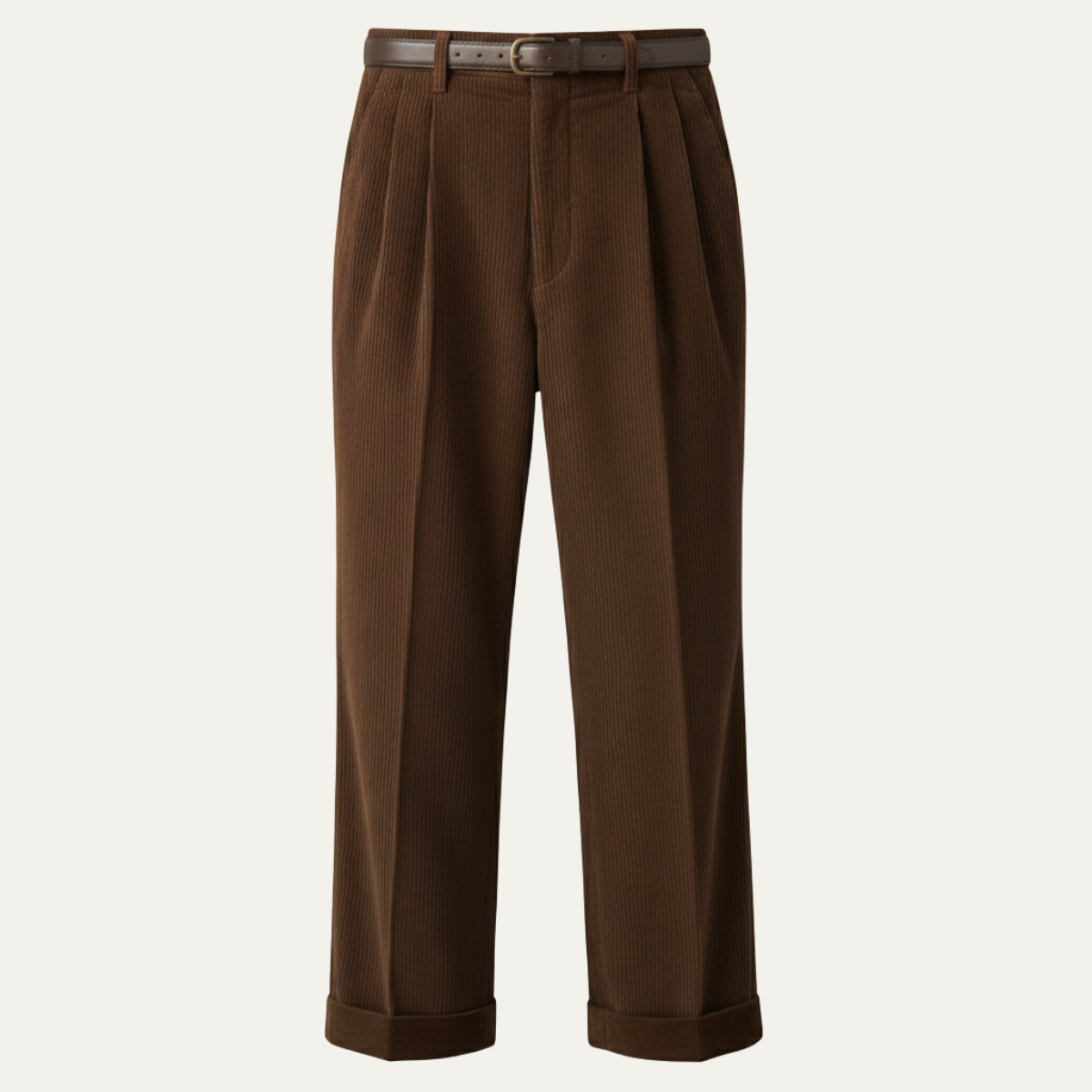 Men's Formal Pleated Straight Leg Pants High Waist
