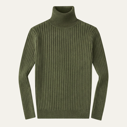 Men's Slim Fit Turtleneck Sweater Ribbed Knit - Fashinoza