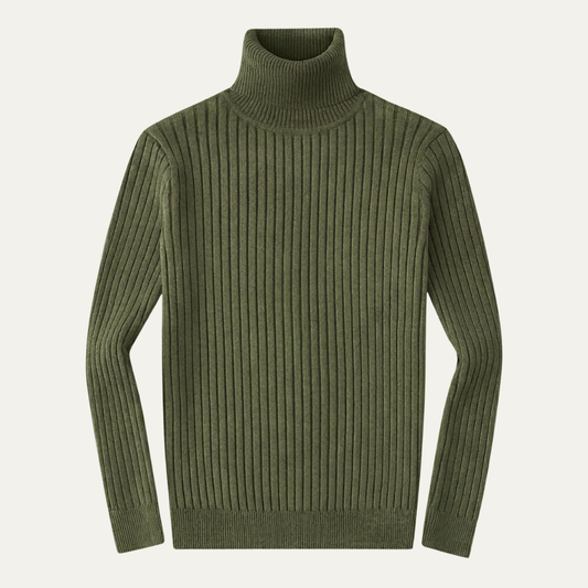 Men's Slim Fit Turtleneck Sweater Ribbed Knit - Fashinoza