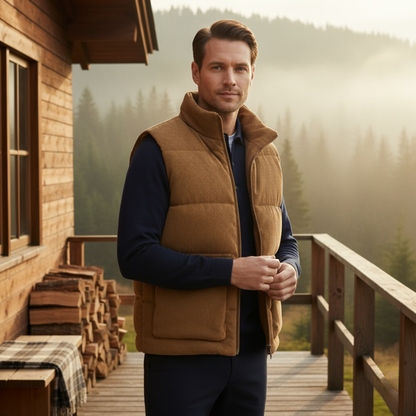 Penzance Men's Quilted Corduroy Gilet Lightweight