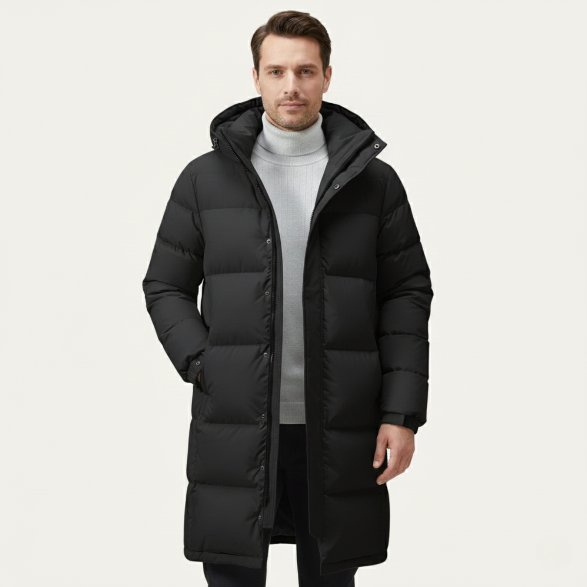 Men's Hooded Puffer Coat Black