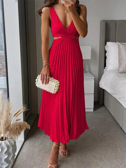 Women's Sleeveless Open Back Dress Elegant