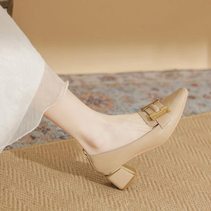 Destiny Women's Block Heel Loafers Pointed-Toe