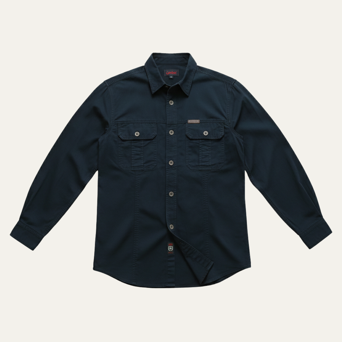 Men's Soft Cargo Shirt Multi Pocket Solid Color Cotton